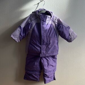 LL Bean snow suit set 12-18m (purple)